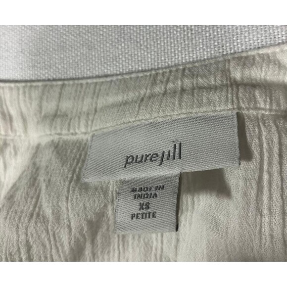 J.Jill Pure Jill Women's XS Petite Embroidered Sleeve Cotton Top Blouse White - Picture 5 of 8